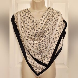 Black and Cream Silk Scarf